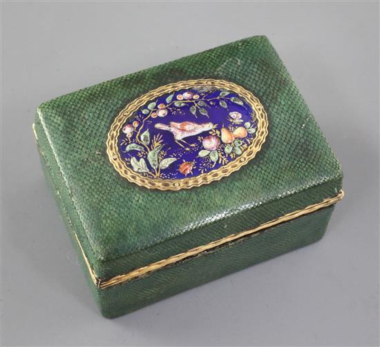 A late 18th century Continental shagreen snuff box 2.25in.